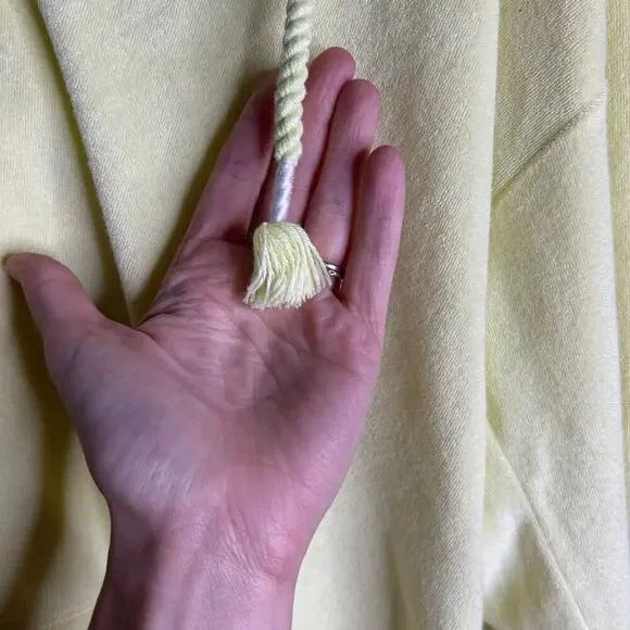 J. Crew Towel Terry V-neck Hoodie Set‎ Neon Yellow Women’s Medium Cozy Beachy - Picture 8 of 11